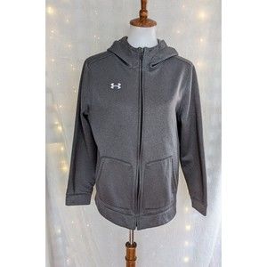 Under Armour Women's M Grey Full Zip Hoodie Fleece Lined Long Sleeve Scuba Neck